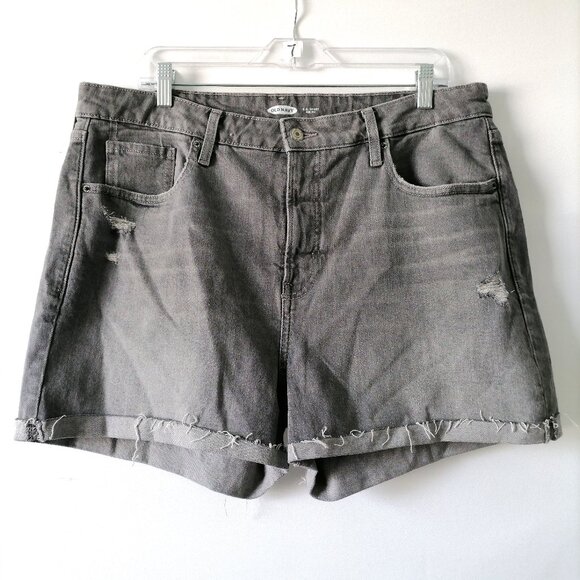 Old Navy O.G. Shorts Womens Gray High Rise Rolled Hem Boyfriend Shorts Size 16 - Picture 1 of 7